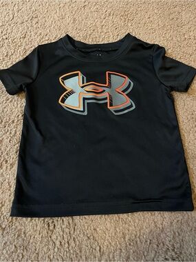Under Armour Black Tee with Orange & Light Blue Logo